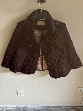 Burberry Quilted Poncho Cape Jacket brown medium